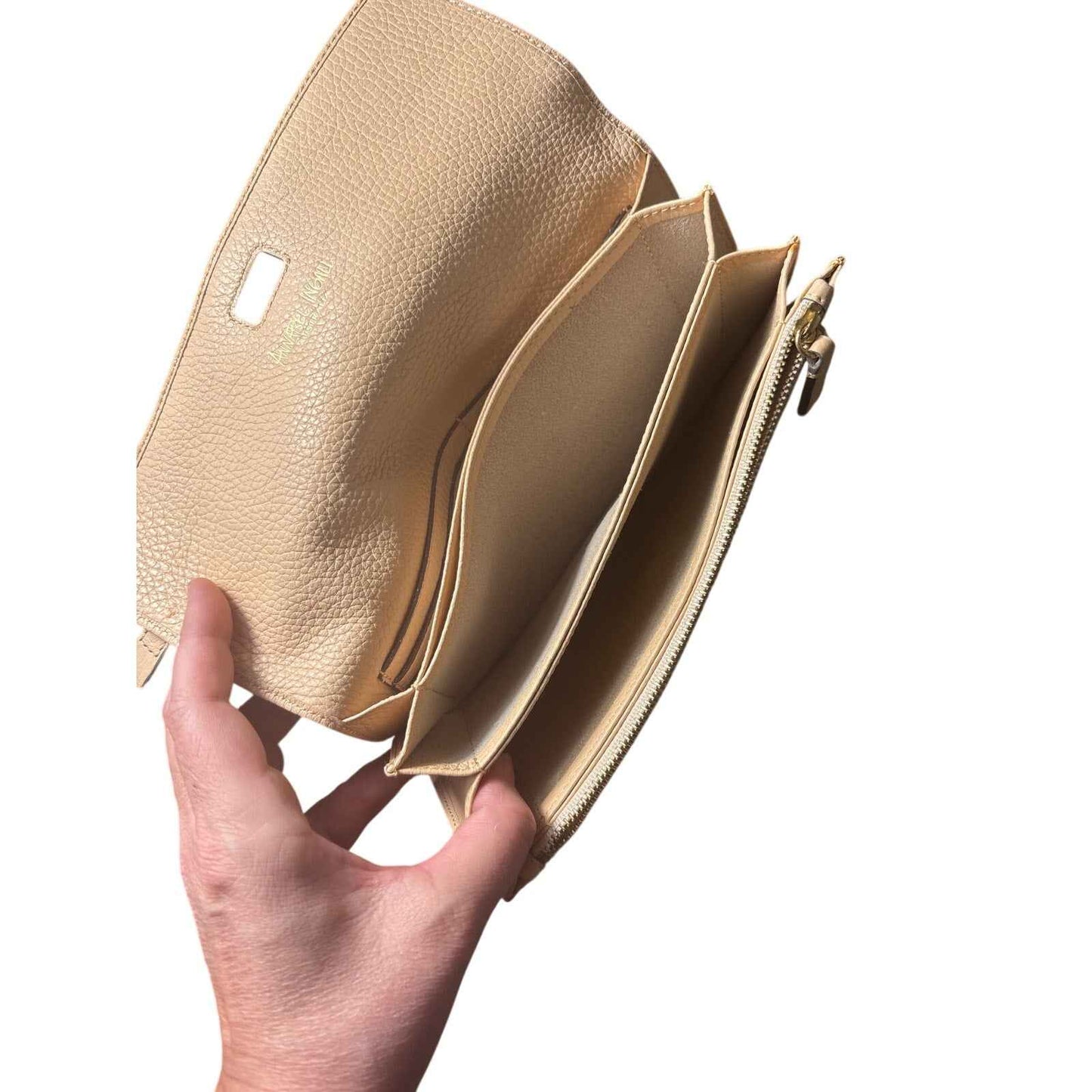 Annabell Ingle Peach Pebbled Leather Clutch