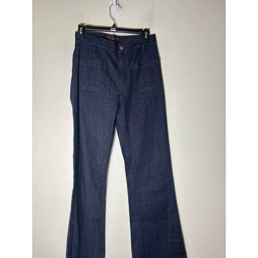 The Seafarer Dark Wash Denim Wide Leg Blue Jeans with Flat Front Pockets Sz 28