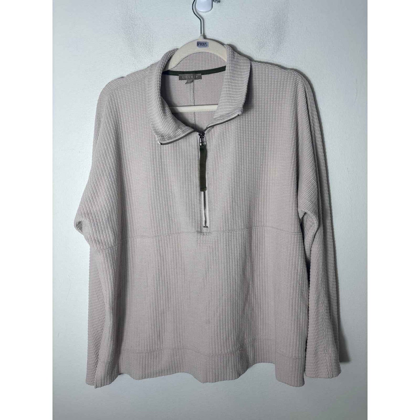 Lilla P Cream Waffle Knit Pullover Sz XL