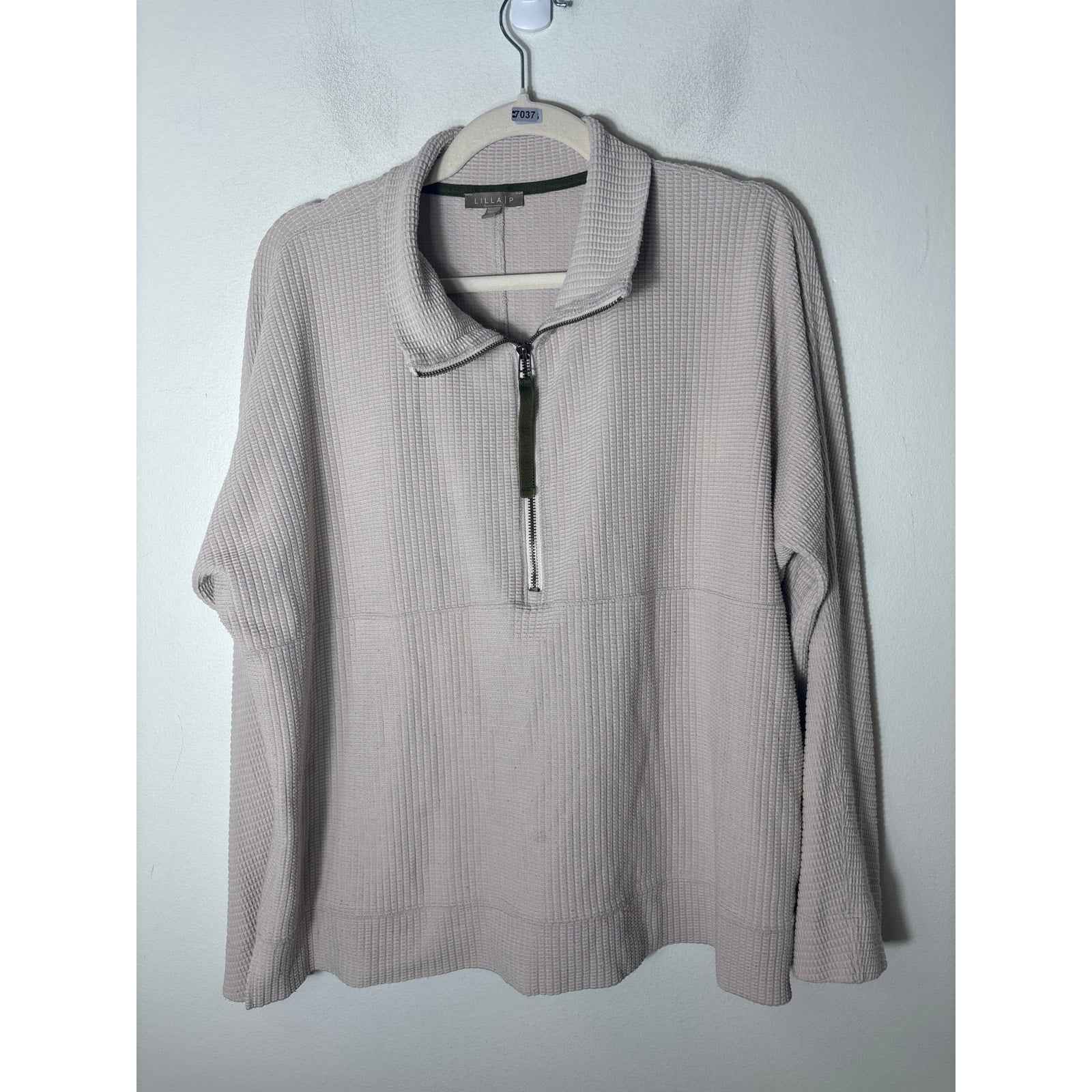 Lilla P Cream Waffle Knit Pullover Sz XL