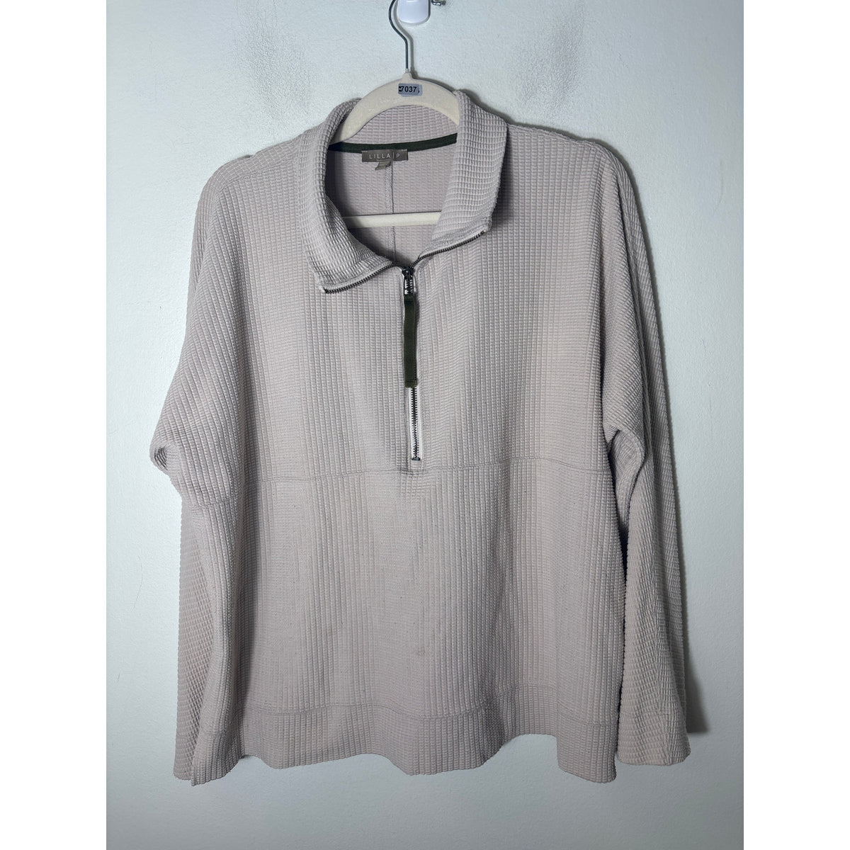 Lilla P Cream Waffle Knit Pullover Sz XL
