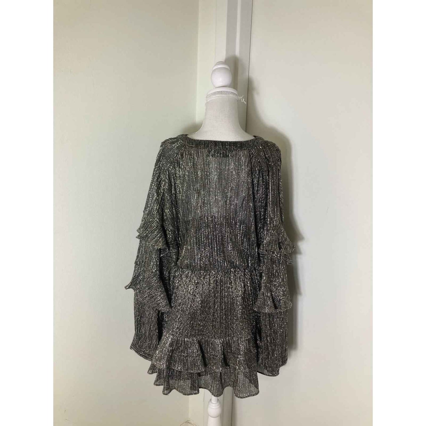 IRO Gold Ruffled Party Dress Sz 34 (M)