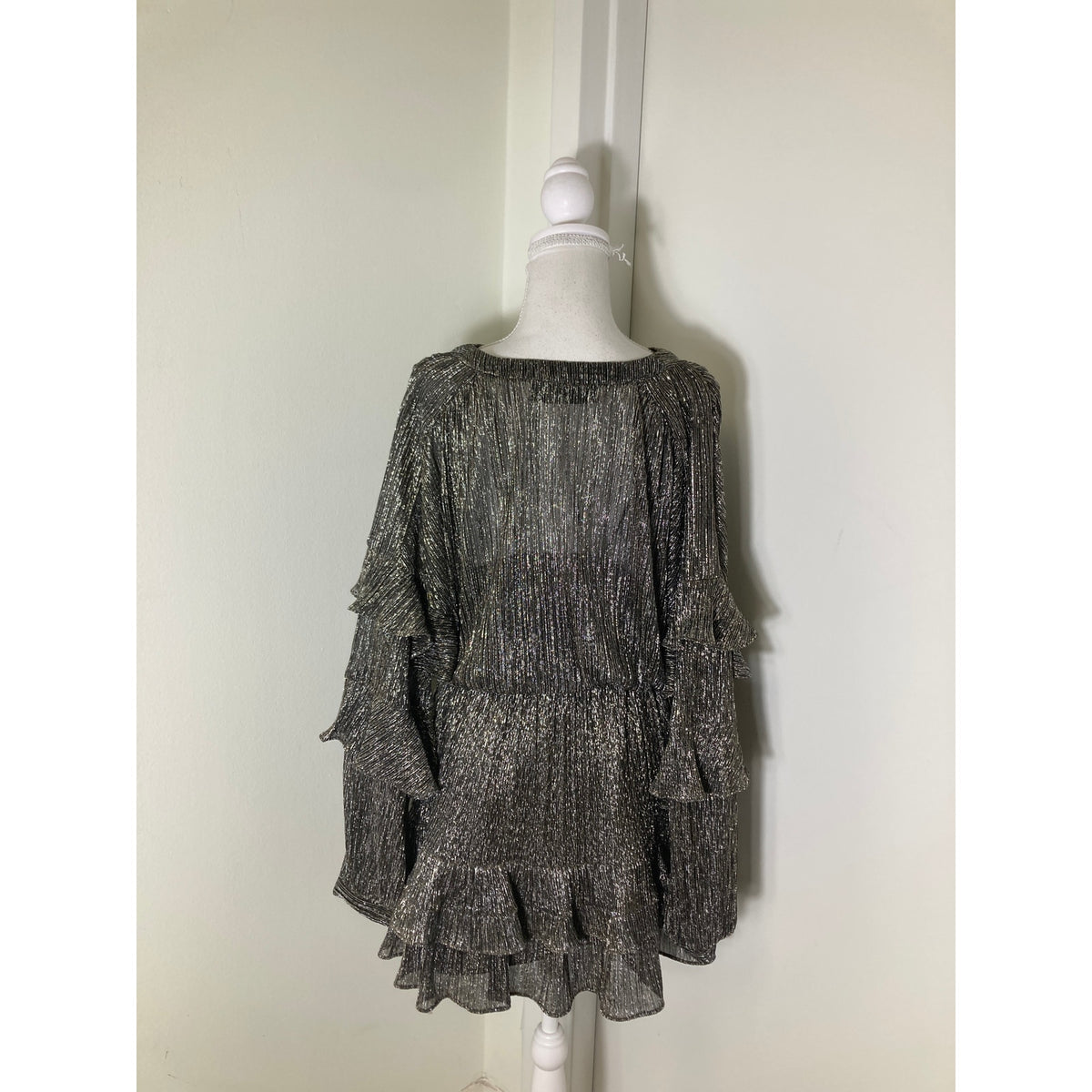 IRO Gold Ruffled Party Dress Sz 34 (M)
