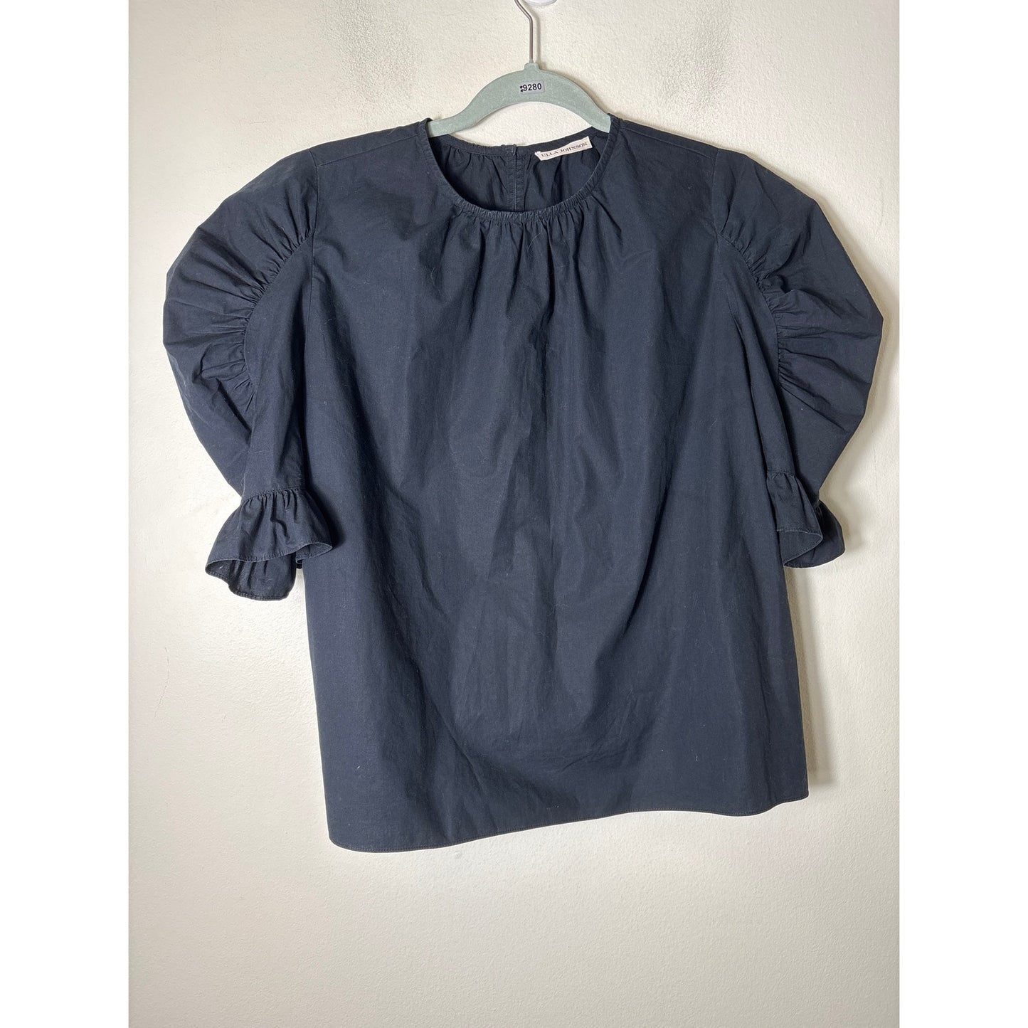 Ulla Johnson Black Half Puff Sleeve Cotton Shirt Sz 4