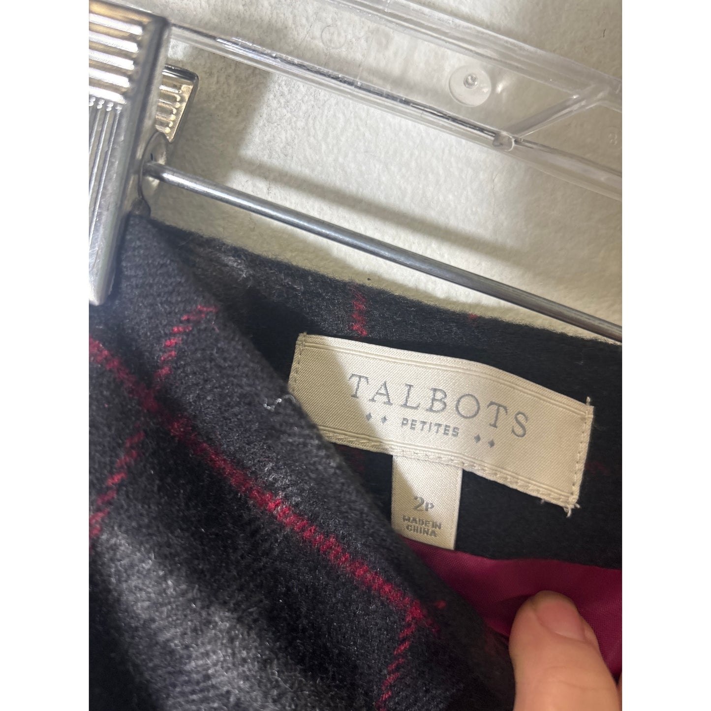 Talbots Black Plaid Wool Skirt Sz 2P