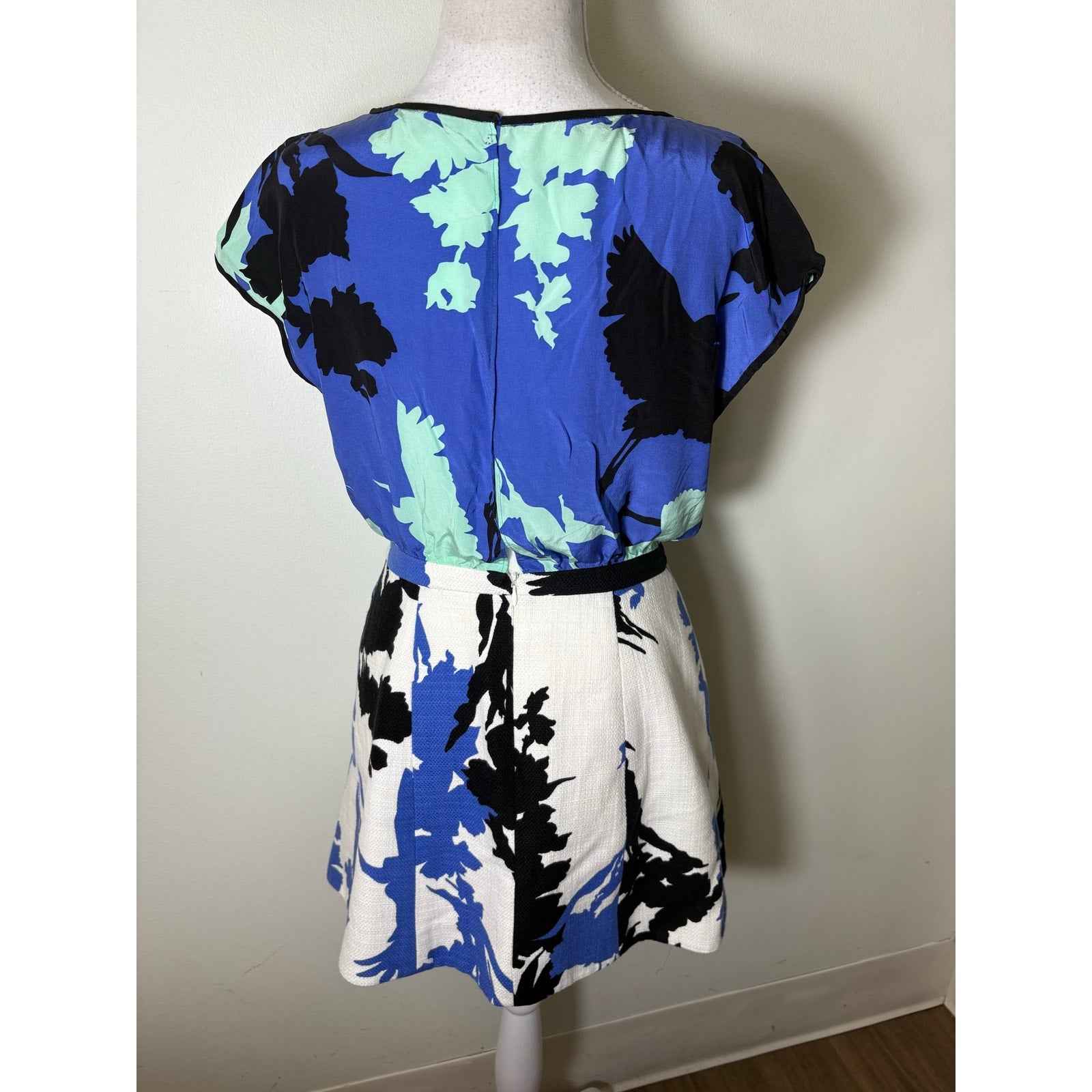 Tibi Black White Mixed Media Cap Sleeve  EASY BIRD Dress Sz 4