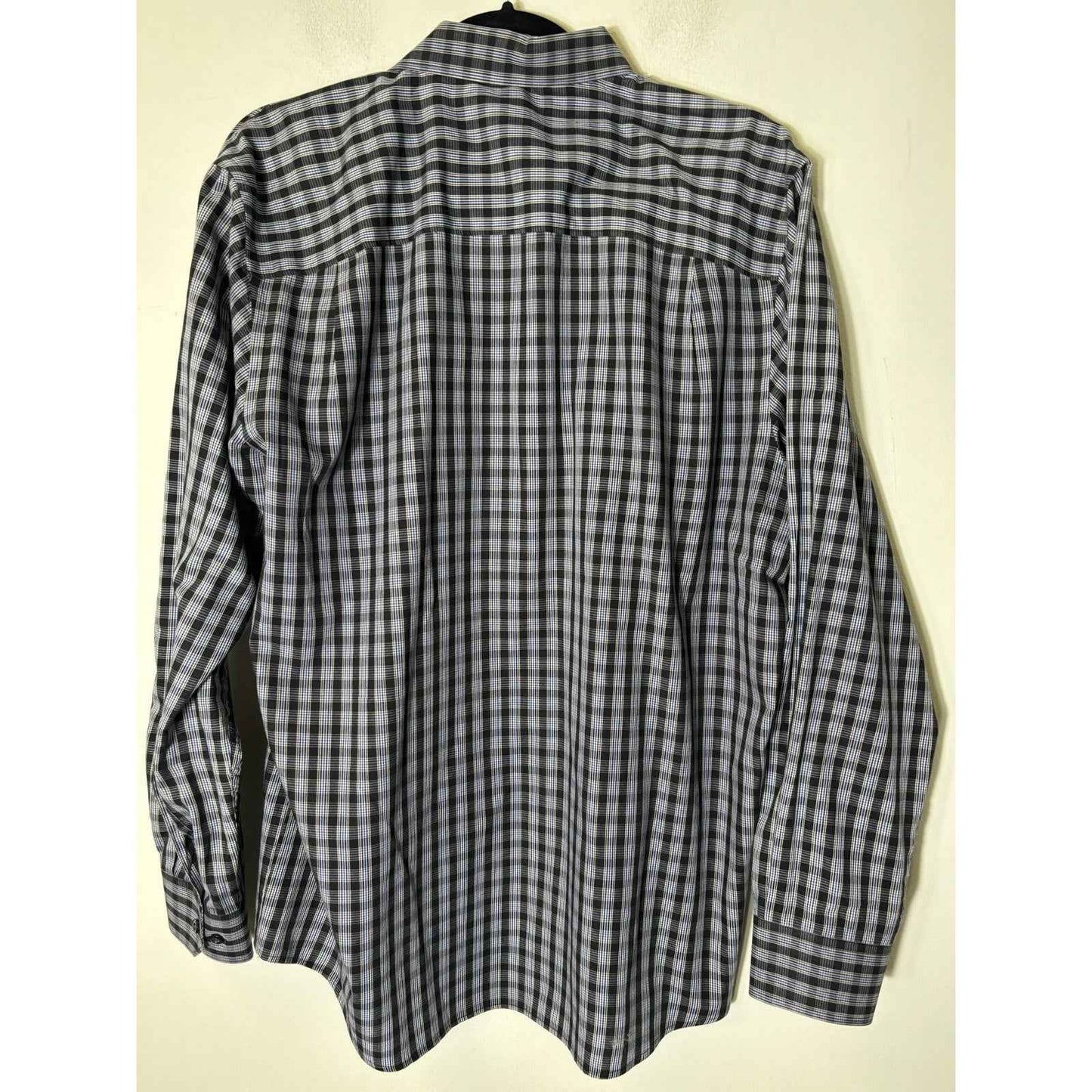 Men's Axist Blue Plaid Long Sleeve Cotton blend Button Down Shirt Sz L