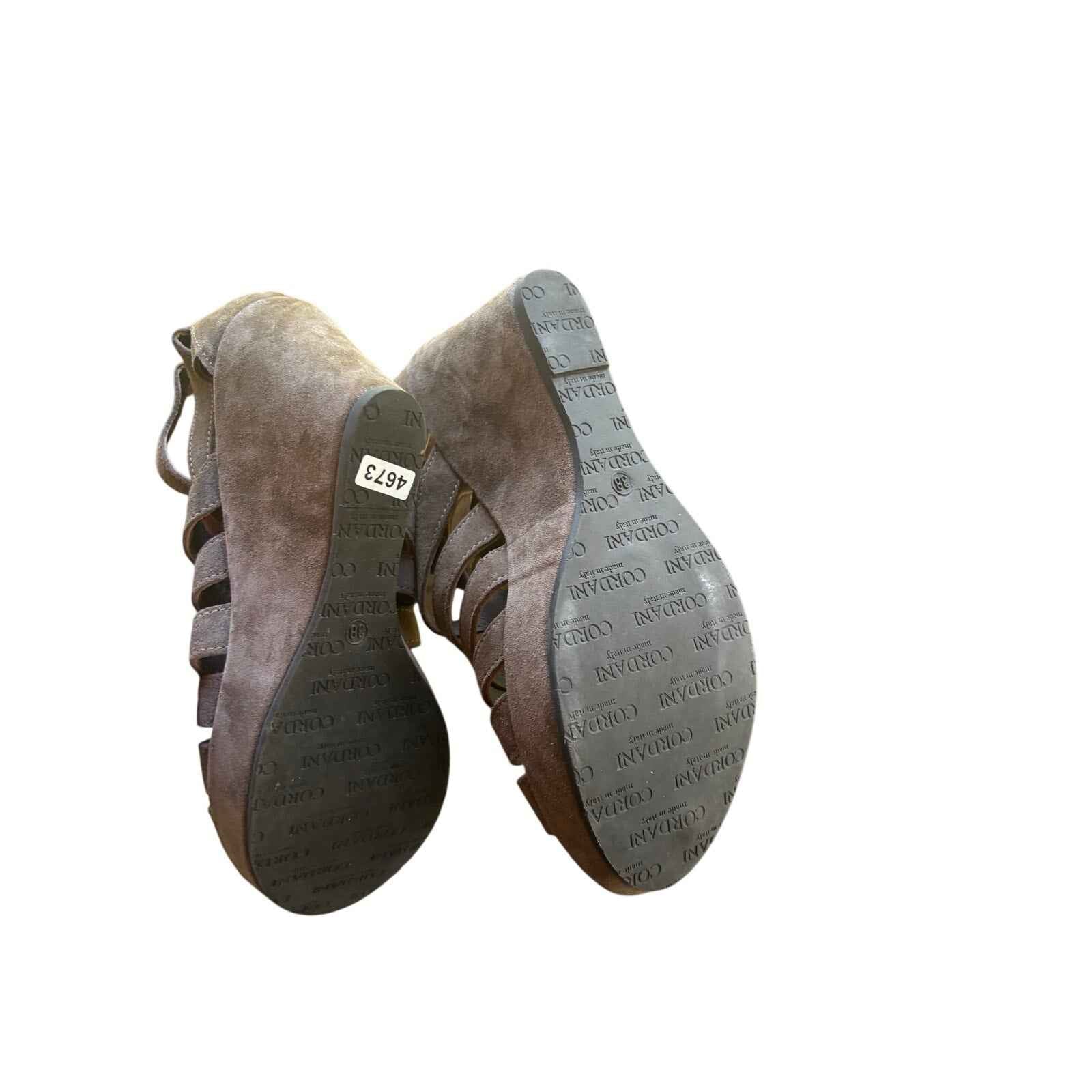 Cordani Made In Italy Brown Suede Wedge Platform Sandal Sz 38