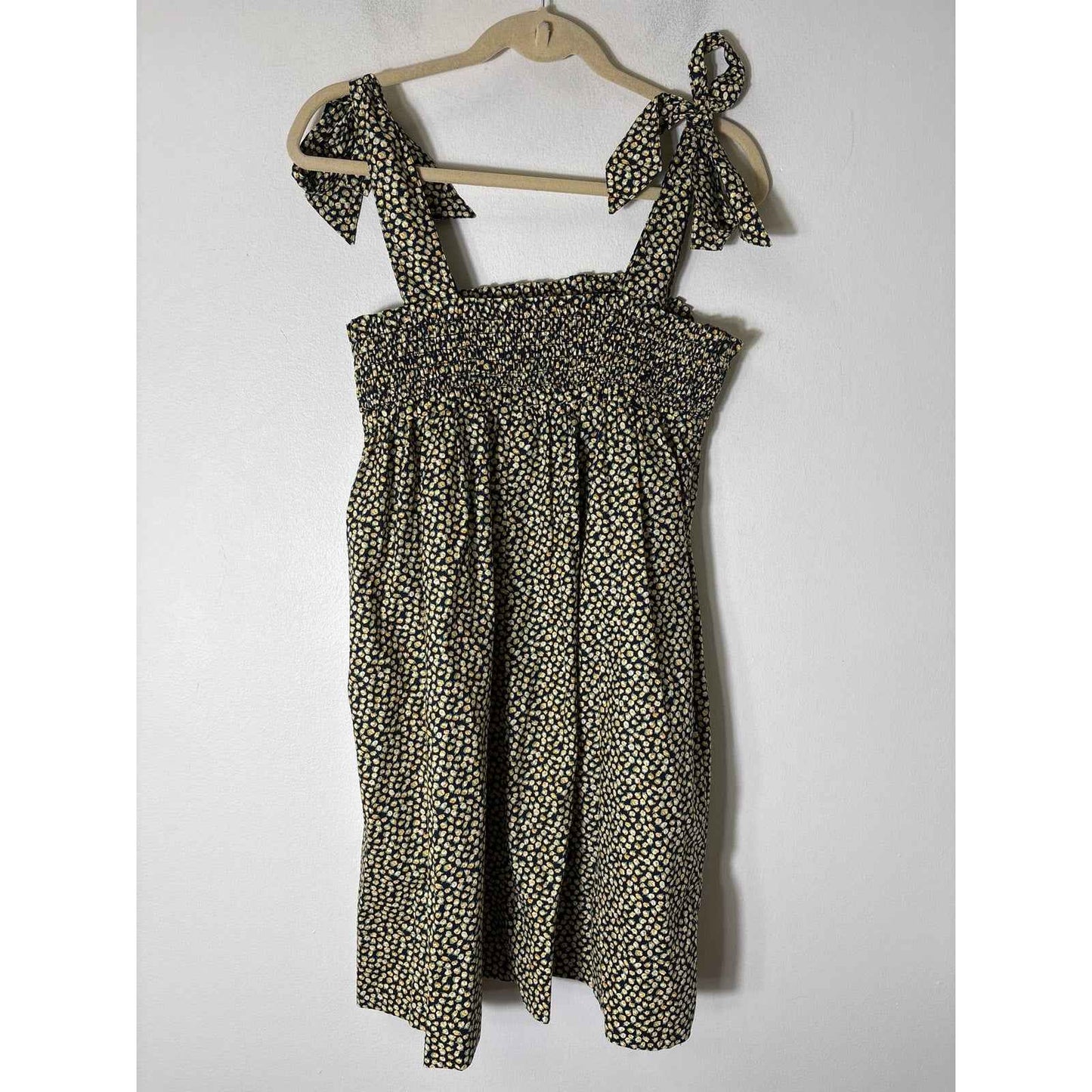 Buru Yellow Mini Flower Tie Shoulder Top/Mini Dress Sz XS/S