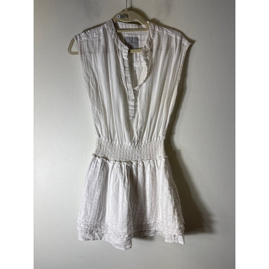 Rails White Sleeveless Button Up Smocked Waist Mini Dress Sz S