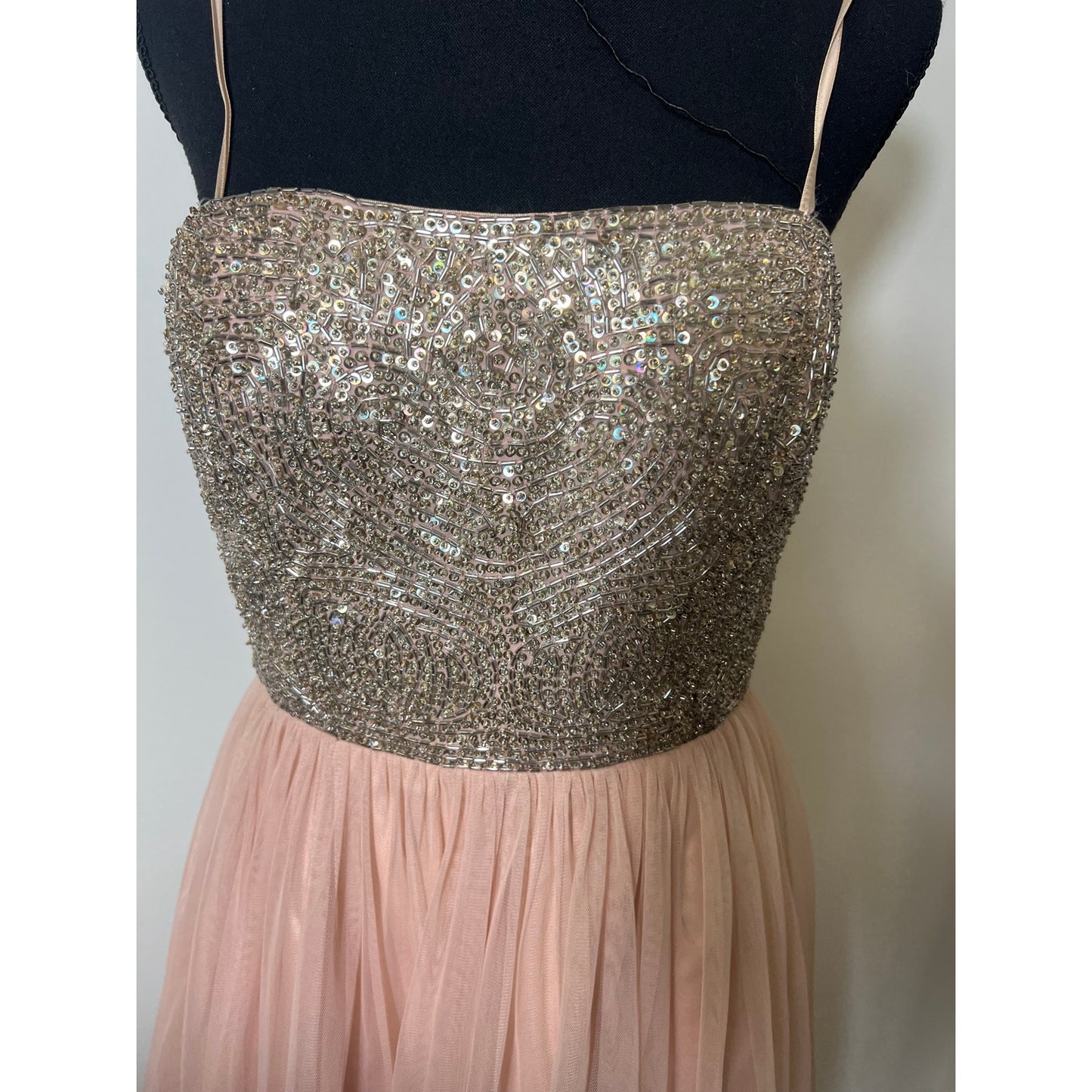 NWT Aiden Mattox Blush Pink Strapless Beaded Top Party Dress Sz 8