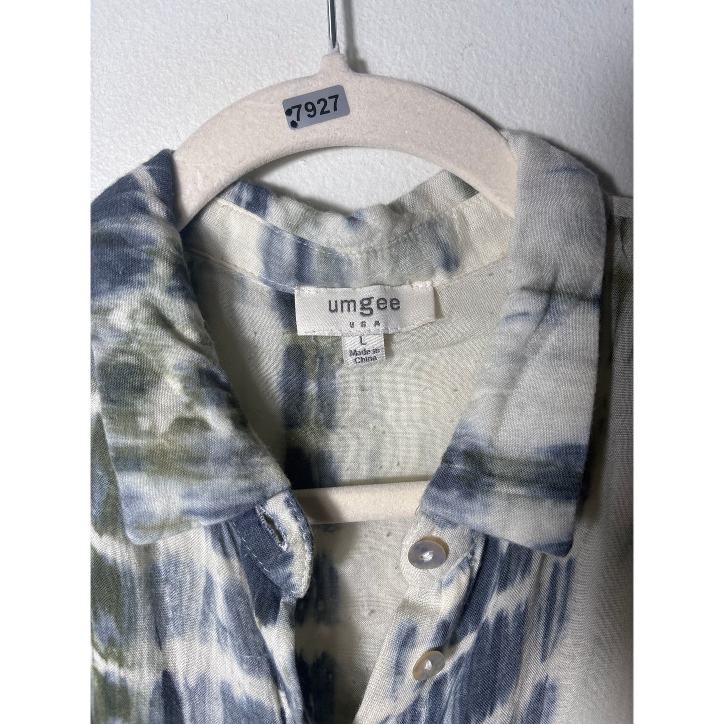 Umgee Off White Tie Dye Button Up Shirt Dress Sz L