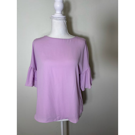Amanda Uprichard Ruffle‎ Short Sleeve Flowy Lavendar Blouse Sz S
