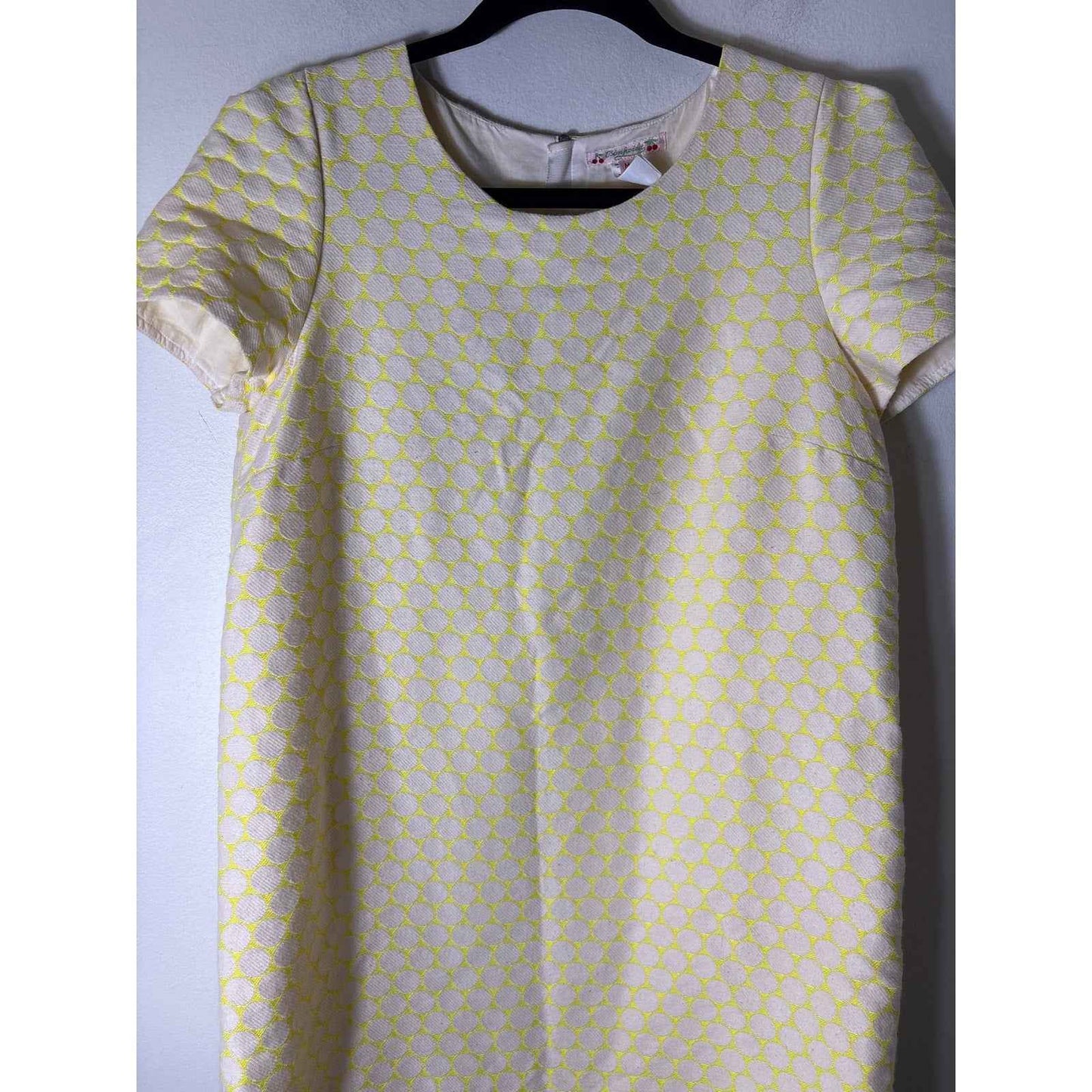 Bonpoint Yellow Polka Dot Short Sleeve Mini Dress Sz Mj