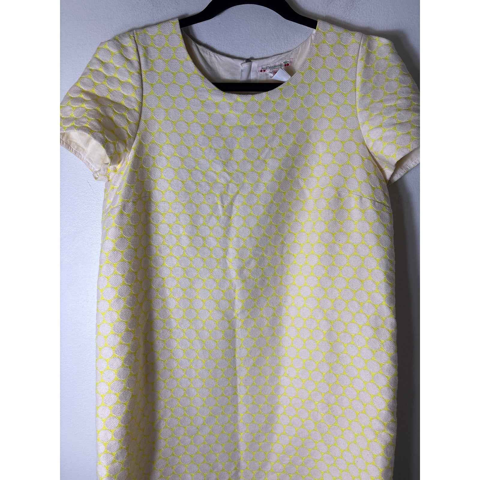 Bonpoint Yellow Polka Dot Short Sleeve Mini Dress Sz Mj