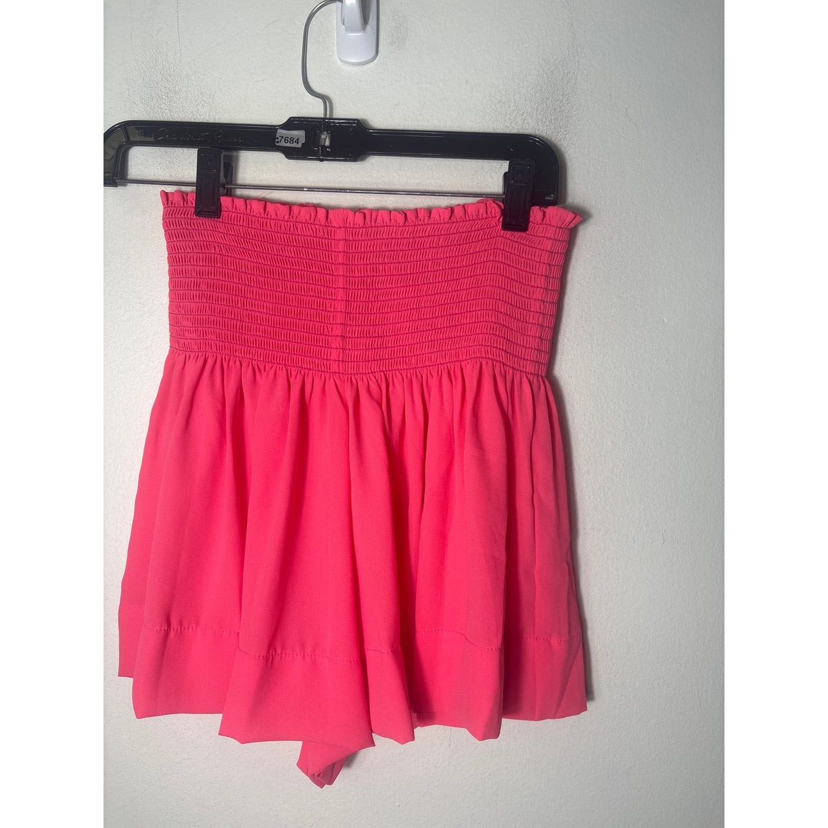 Koch Salmon Pink Smocked Waist Flowy Mini Skirt Sz XS