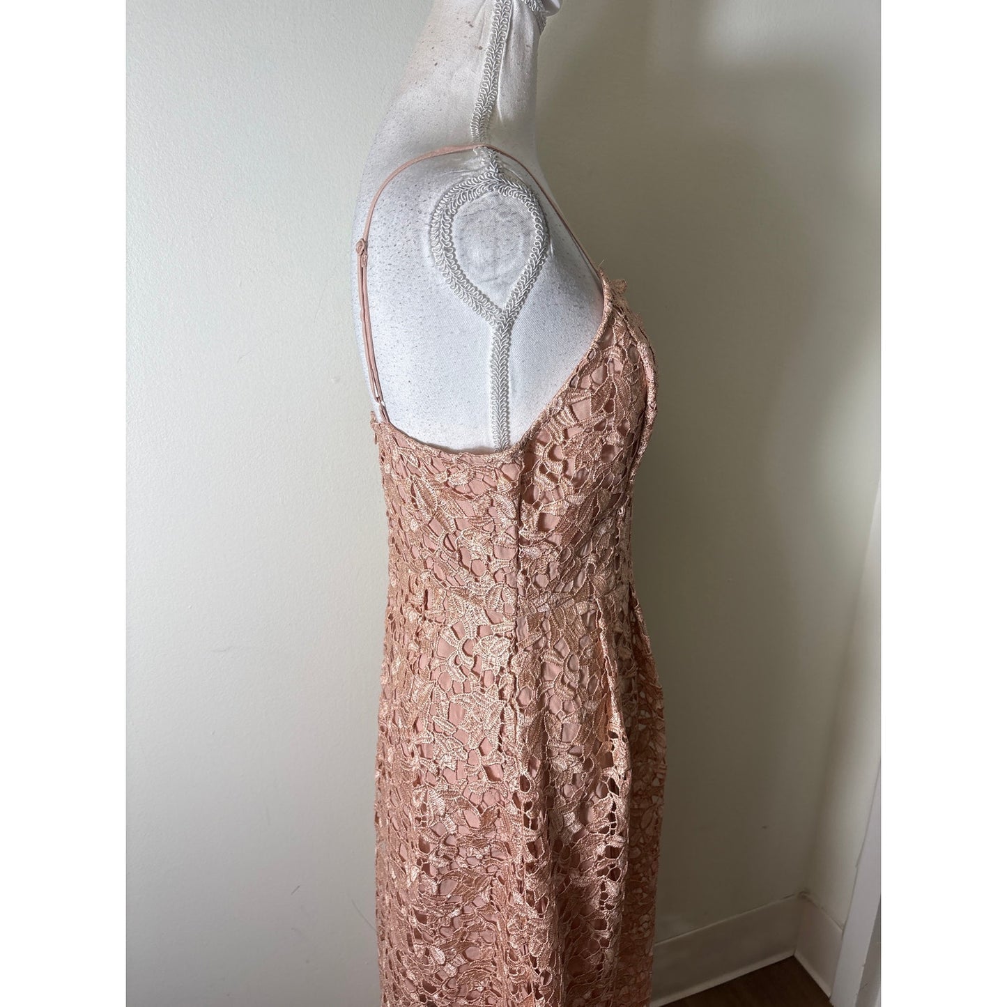 NWT Astr The Label Rose Gold Foil Cocktail Dress Sz L
