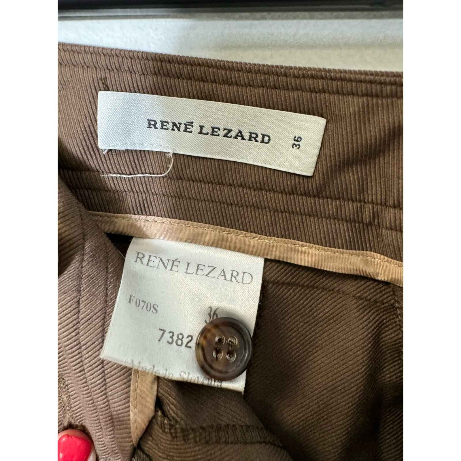 Rene Lezard Dark Olive Green Twill Pants Sz 36 (US 6)