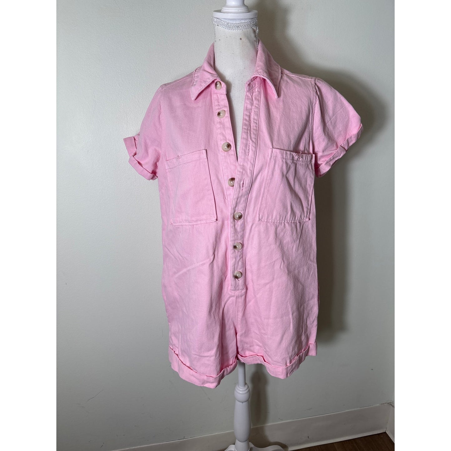 Show Me Your MUMU Pink Denim Romper Sz M
