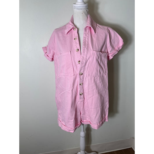Show Me Your MUMU Pink Denim Romper Sz M