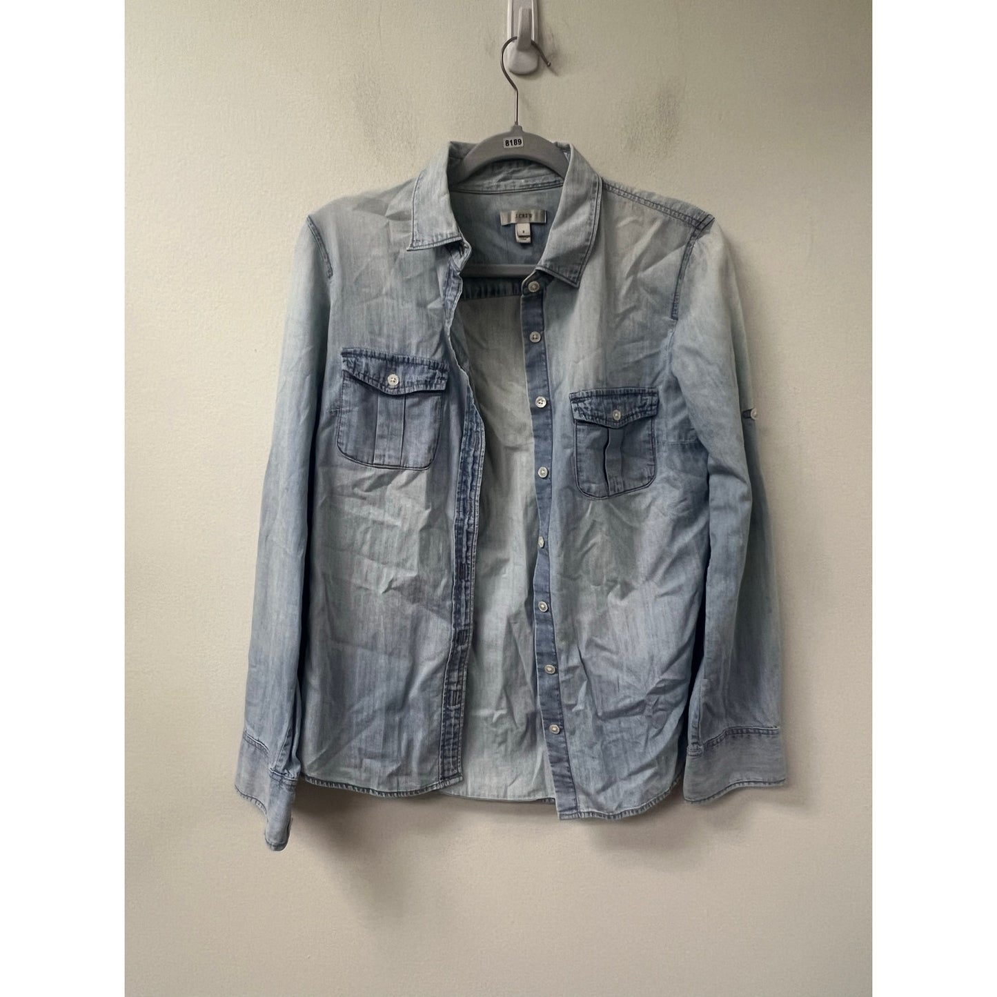 J . Crew Blue Long Sleeve Button Down Shirt Sz 2