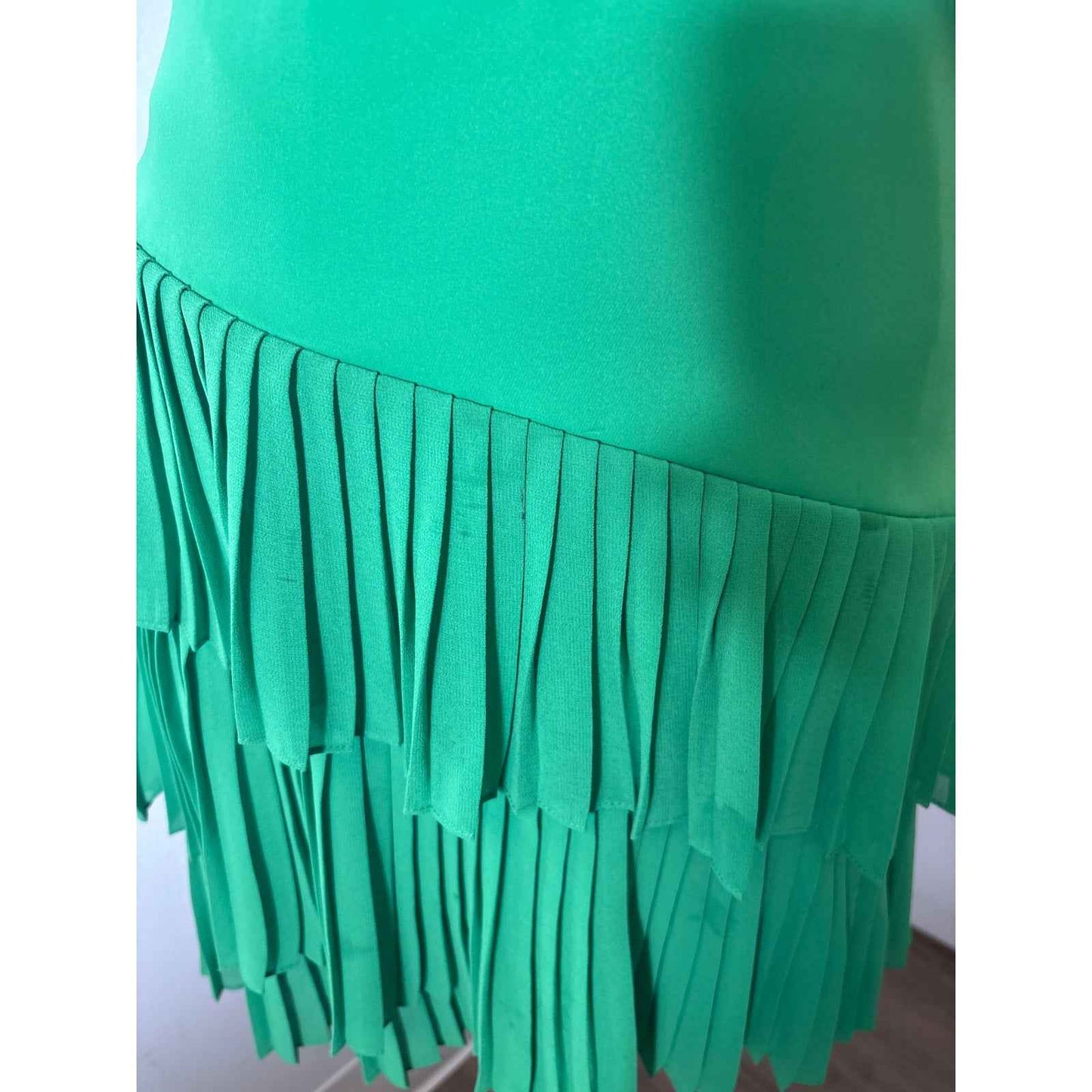 BCBG Kelly Green Pleated Ruffle Mini Cocktail Dress Sz 2