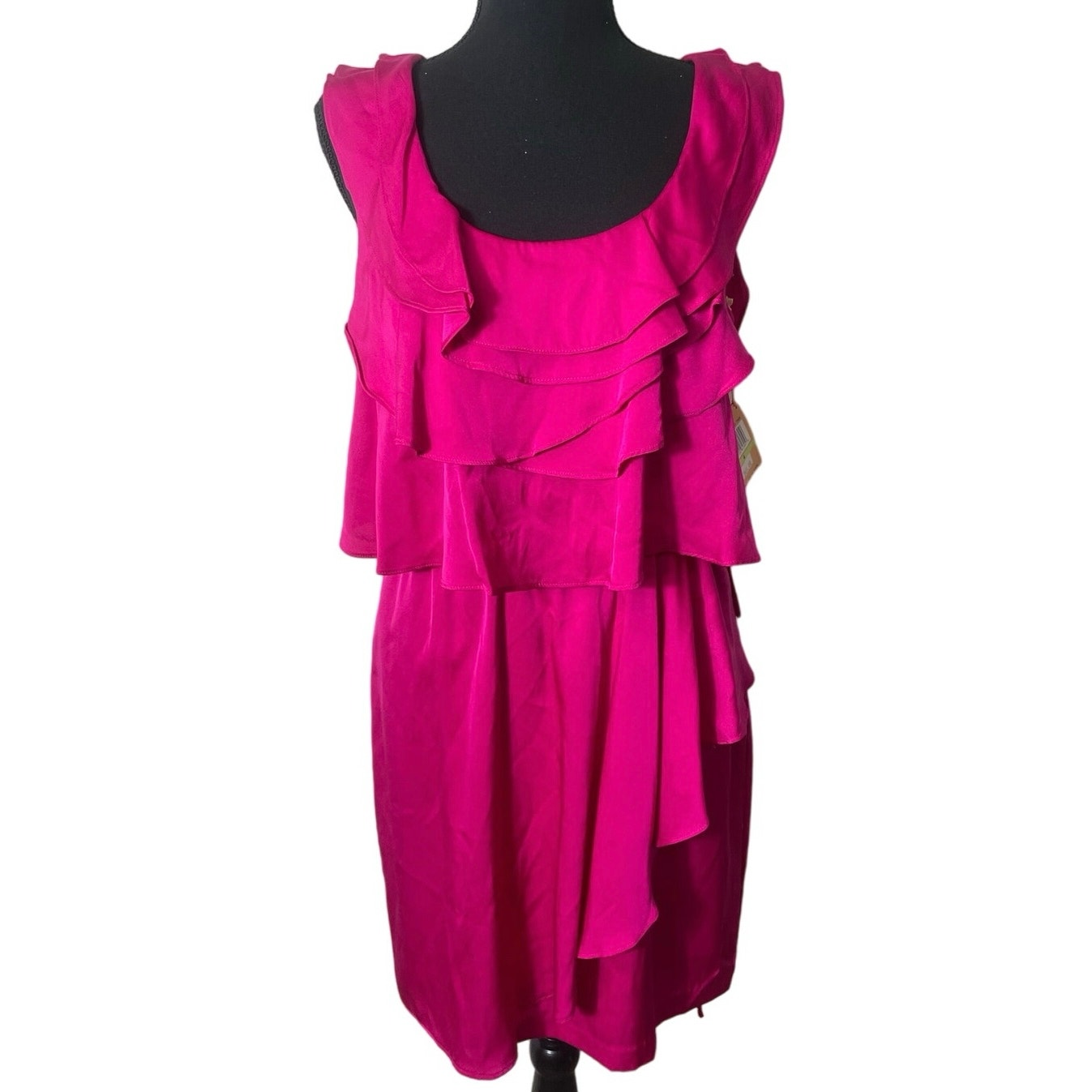 NWT Ali Ro Hot Pink Sleeveless Ruffle Mini Dress Sz 4