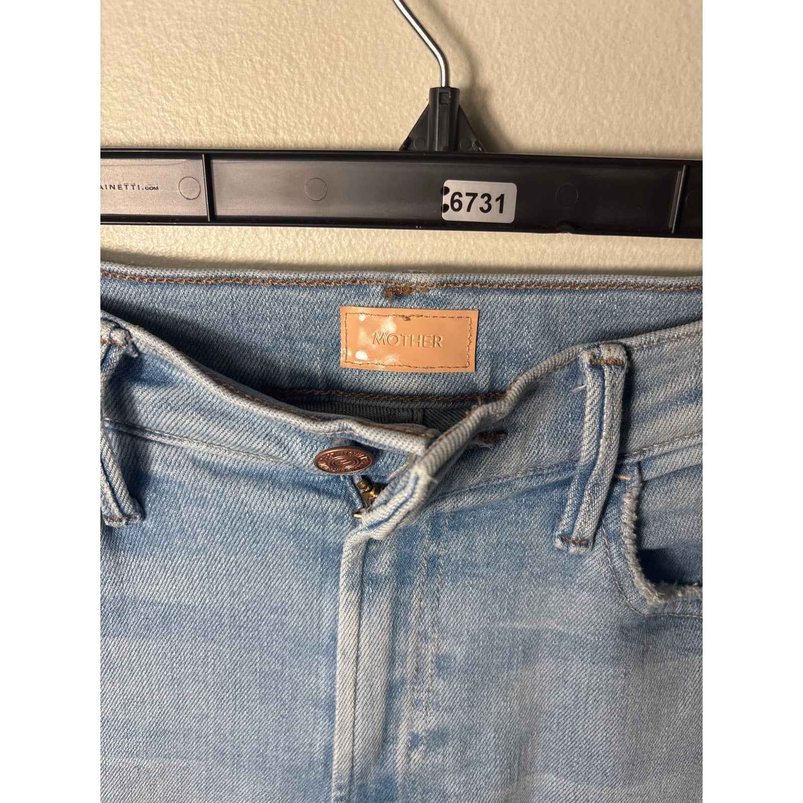 Mother Light Wash "Mother the Hustler" Straight Leg Blue Jean Sz 28