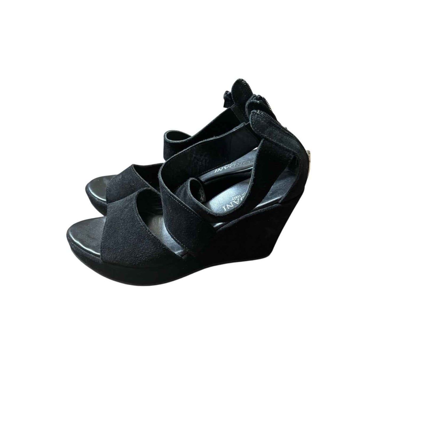 Cordani Black Velvet Platform Wedge Sandals Sz39