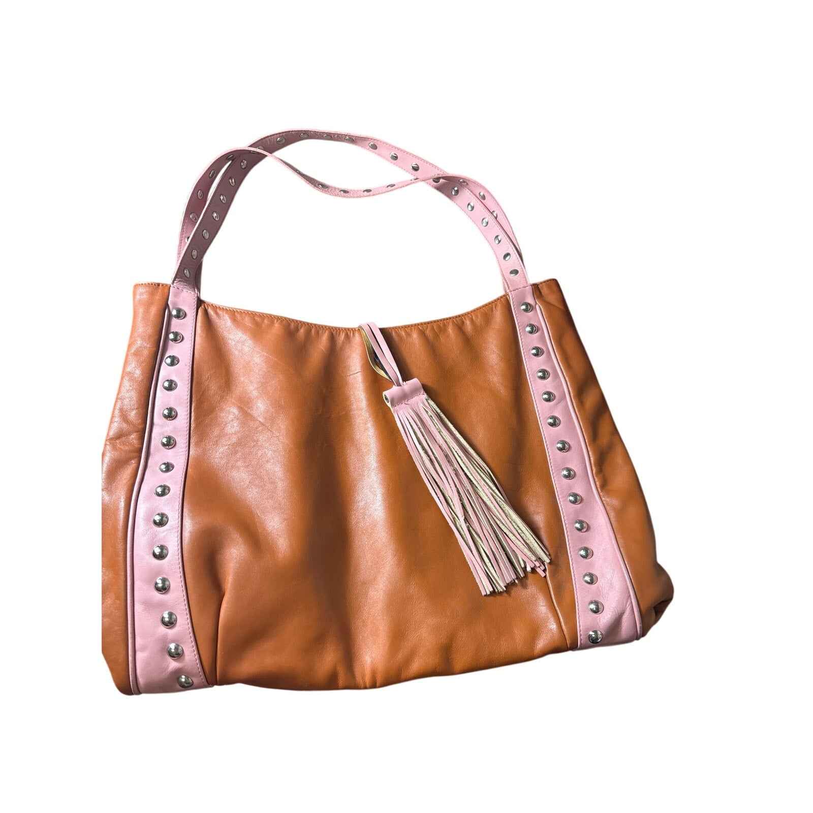 Margerie Venezia Pink Brown Large Leather Studded Tote