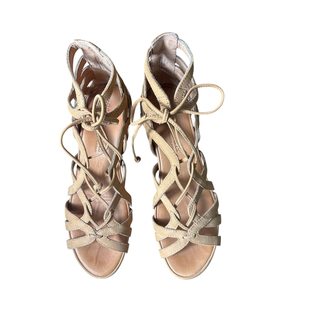 Gentle Souls Brown Cage Wooden Wedge Sandal Sz 7.5