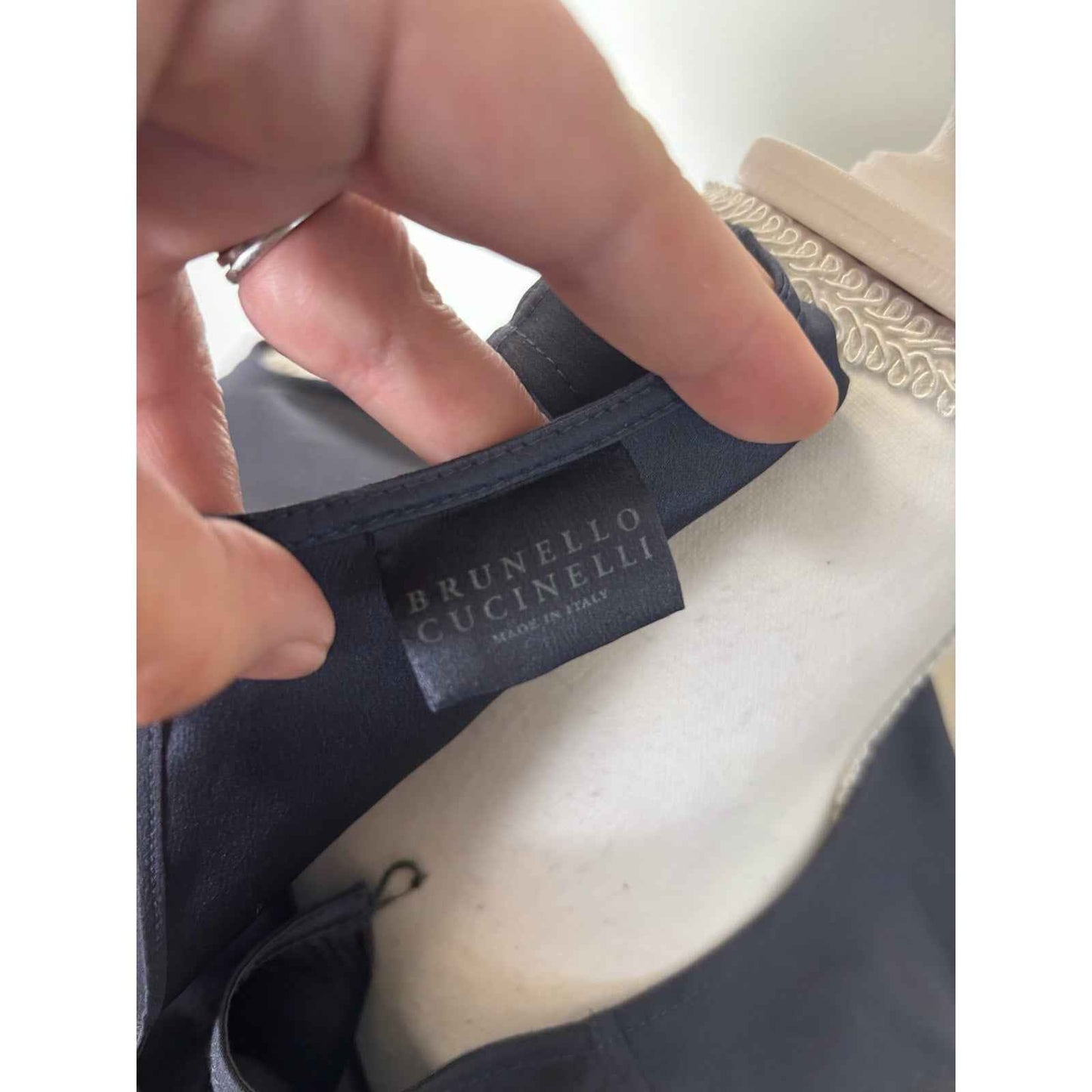 Brunello cucinelli Navy Sleeveless Silk Shell sz S