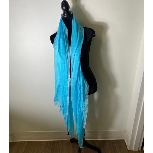 NWT Teal Scarf. Metallic accent threads