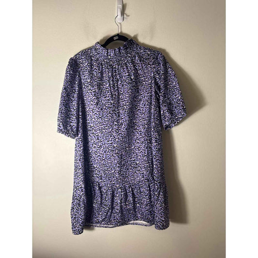 Tyler Boe Purple Cheetah Print Half Sleeve Cotton Knee Length Dress Sz S