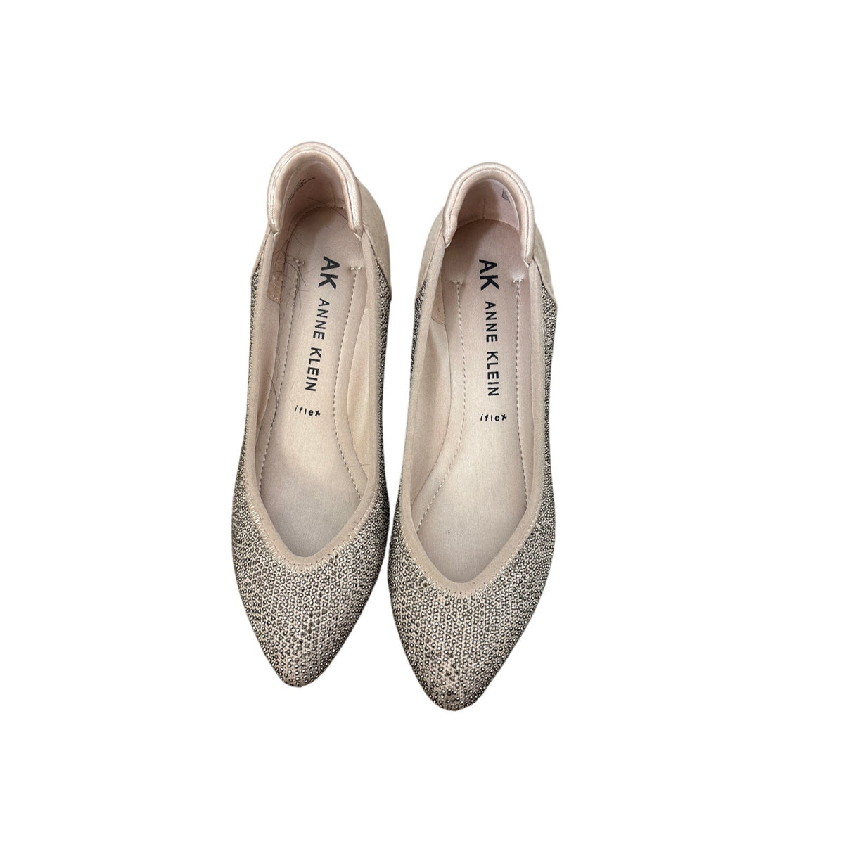 Anne Klein Blush Pink Rhinestone Pointy Toe Flat Sz 8