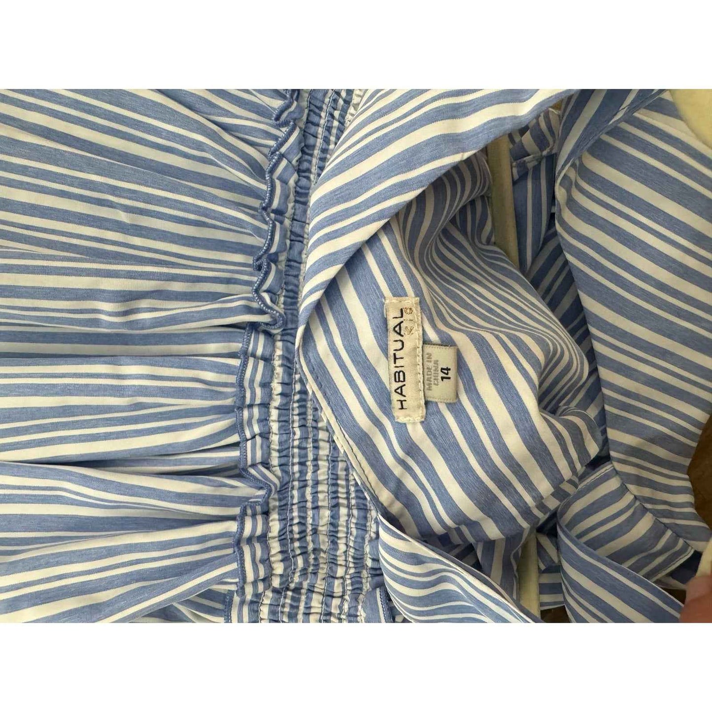 Girls Habitual Kid Blue White Striped Sundress Sz 14