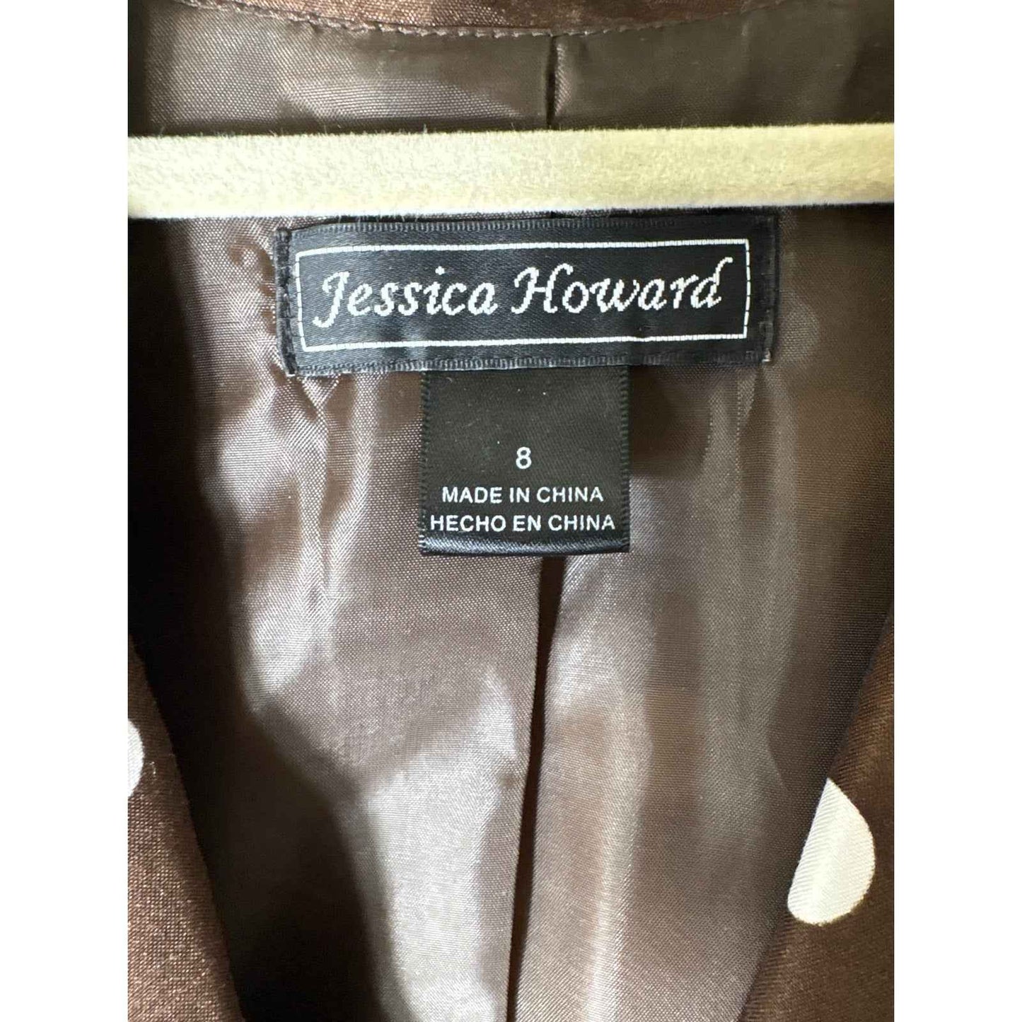 Jessica Howard Brown Polka Dot Button Up Maxi Dress Sz 8