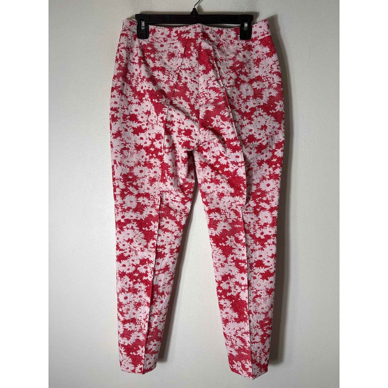 Per Se Red&White Flower Print Straight Leg Pants Sz 6