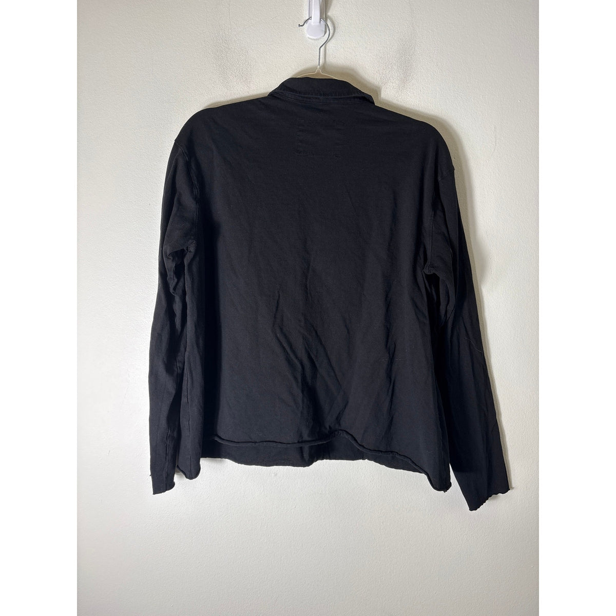 Frank & Eileen Black Long Sleeve Collared V-Neck Shirt Sz M