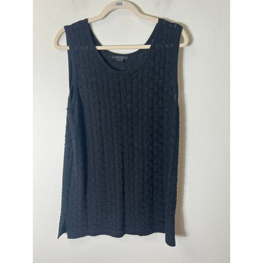 Mel & Lisa Black Metallic Knit Tank Sz XL