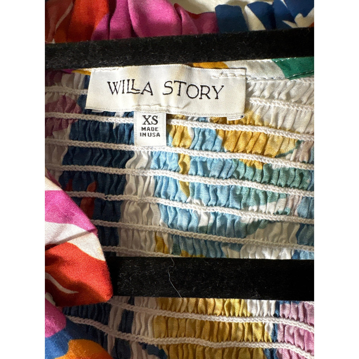 Willa Story Multicolor Flutter Sleeve Smocked Cotton Top Sz XS