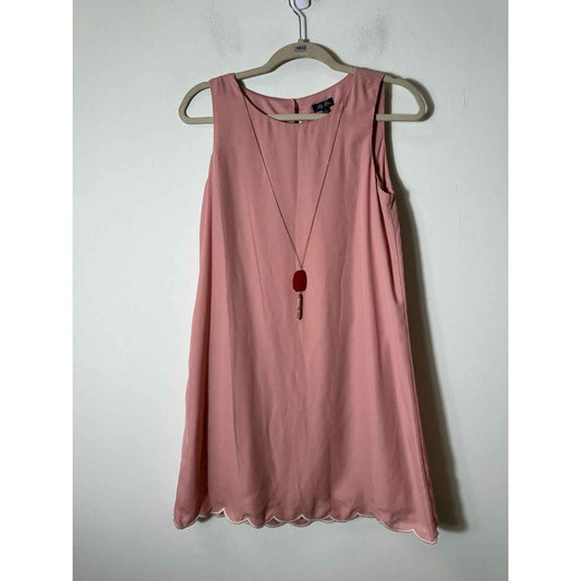 Lily Rose Pink Scalloped Sheath Mini Dress With Attached Pendant Sz S