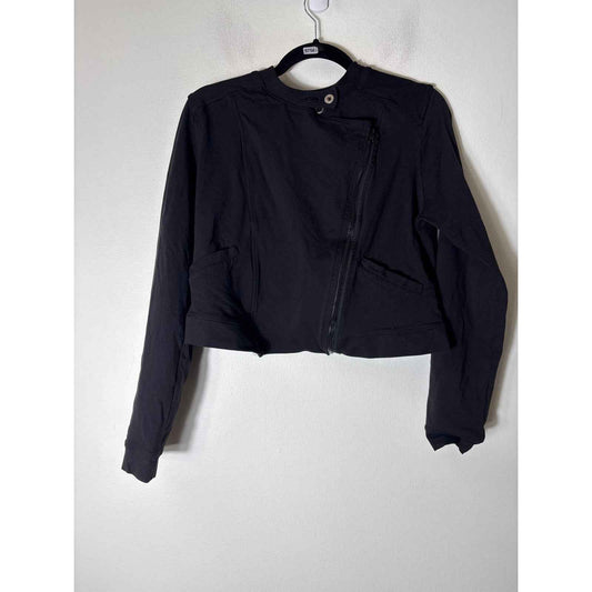 Hard Tail Forever Black Cropped Zip Up Jacket Sz L