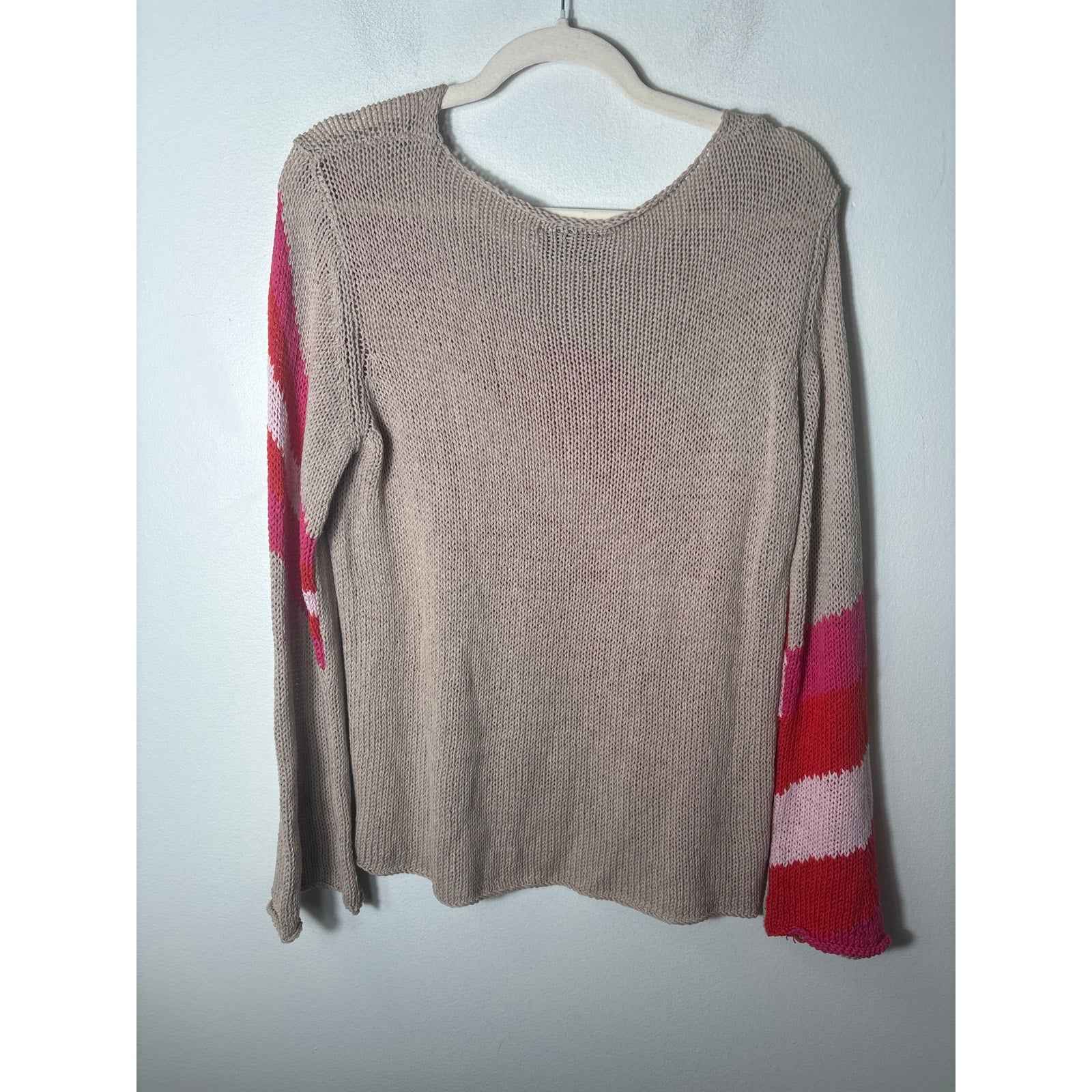 Wooden Ships Khaki w Orange and Pink Diagnol Stripes Sz S/M