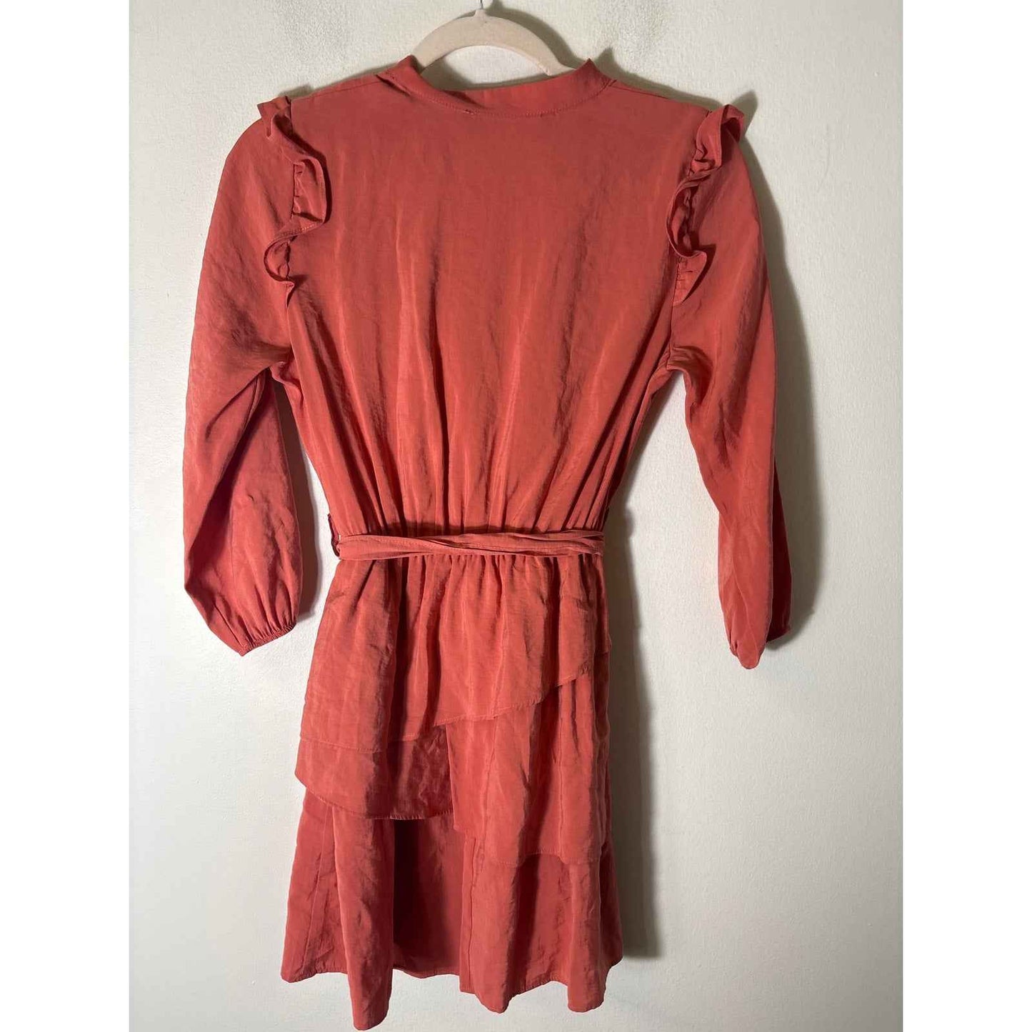 Zara Orange Long Sleeve Mini Dress Sz Xs