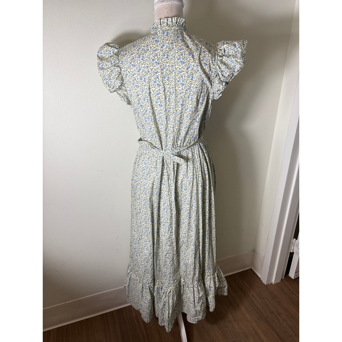 Tillie Palm Beach Blue Sage Floral Flutter Sleeve Button Up Maxi Dress Sz XL