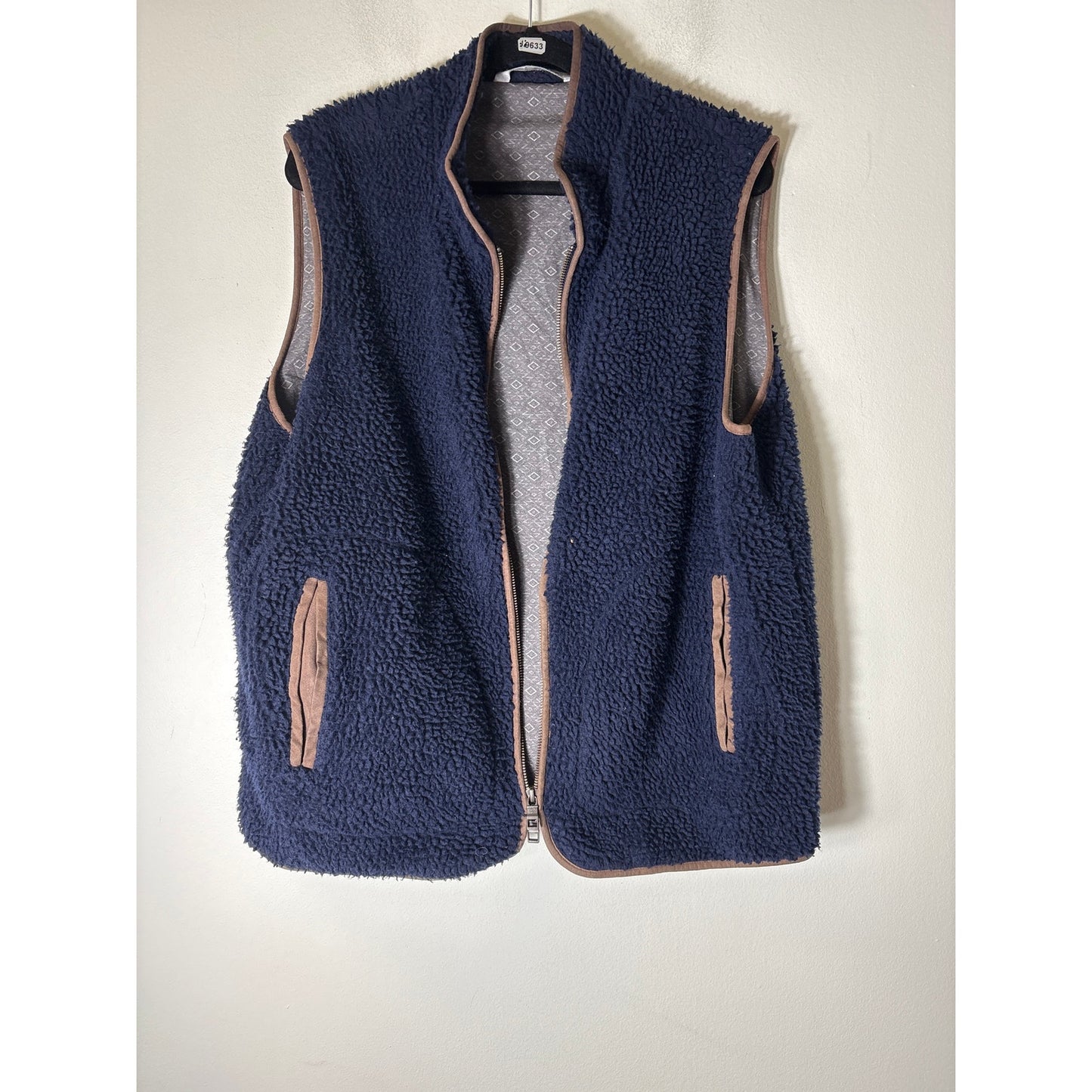 Men's Peter Millar Navy Blue Sleevless Sherpa Vest Sz L