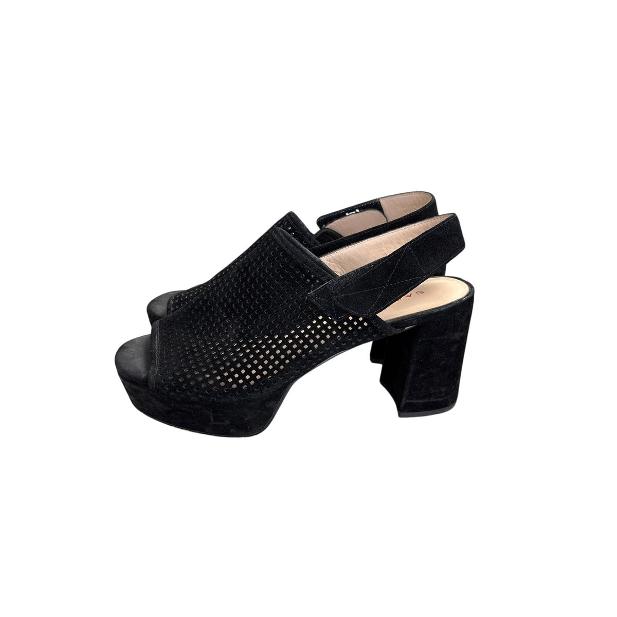 Sacha London Black Laser Cut Suede Sandals Sz 10