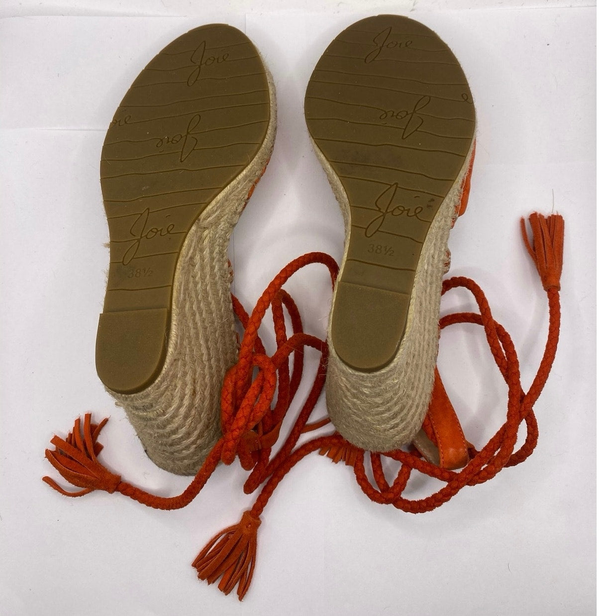Joie Orange Suede Wedge Espadrille Sz 38.5 (US 8)