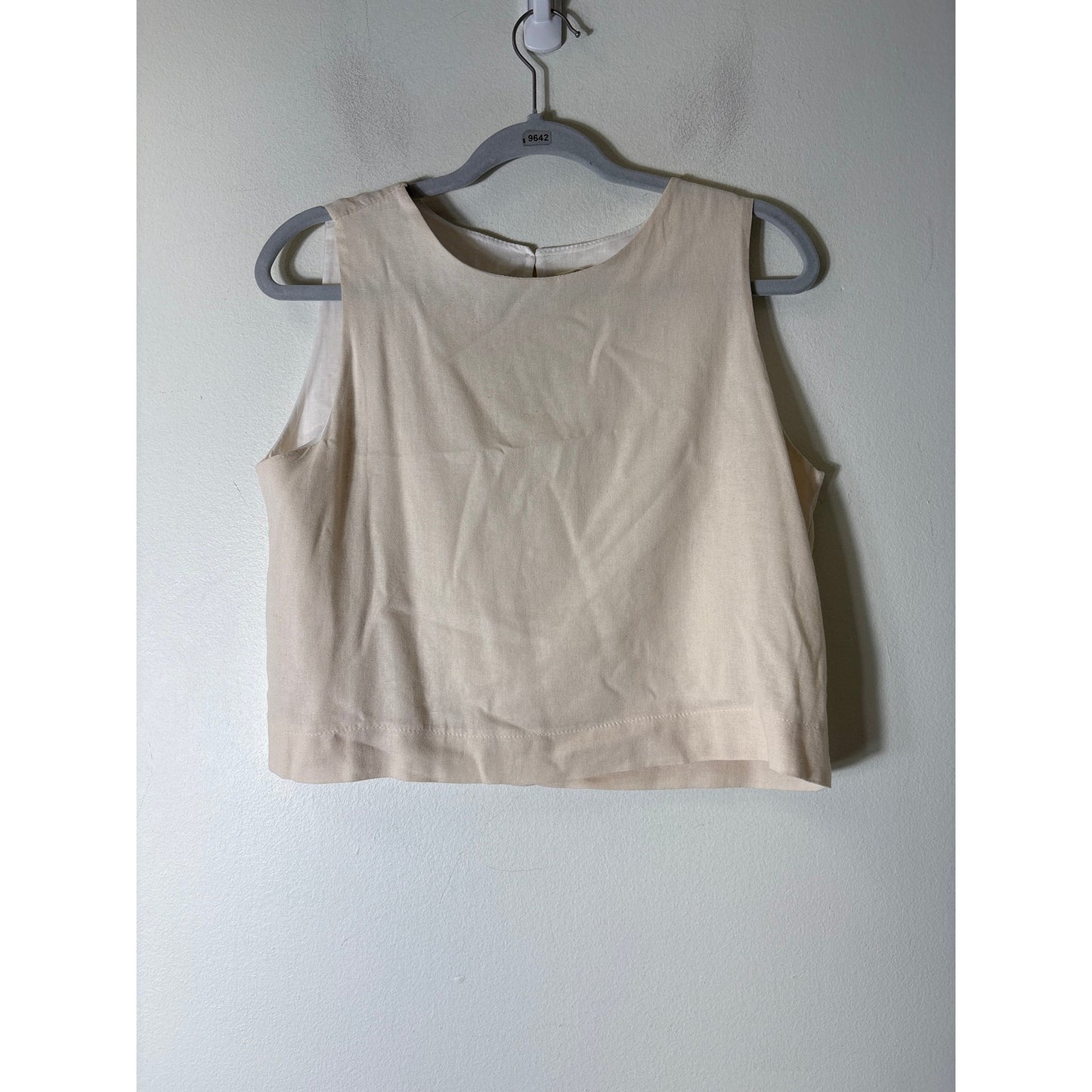 Babette Off White Sleeveless Linen Cropped Top Sz XS